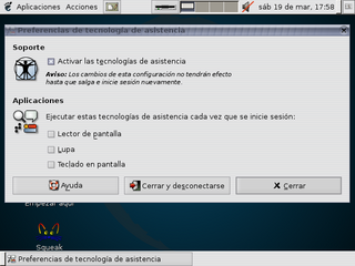 captura de la ventana de configuración de las tecnologías de 
	asistencia en Gnome