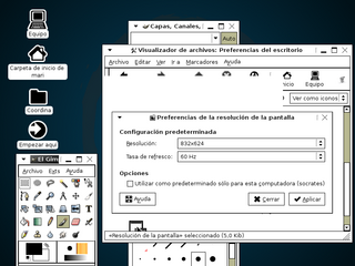 captura de un escritorio configurado para que use
	un tema Gnome de alto contraste y grandes iconos