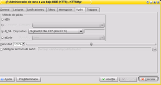 Configurando la salida de sonido en KTTS