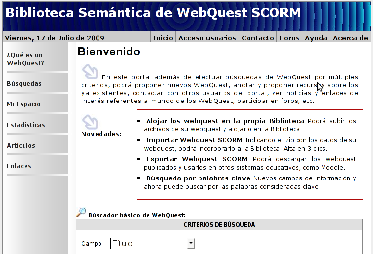 Webquest con SCORM