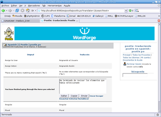 Interfaz de traducción de pootle